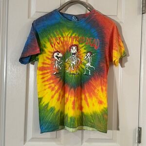 Yazbek Everything Is Dead Dinosaur Skeleton Tie Dye T-Shirt Mens Medium Rainbow